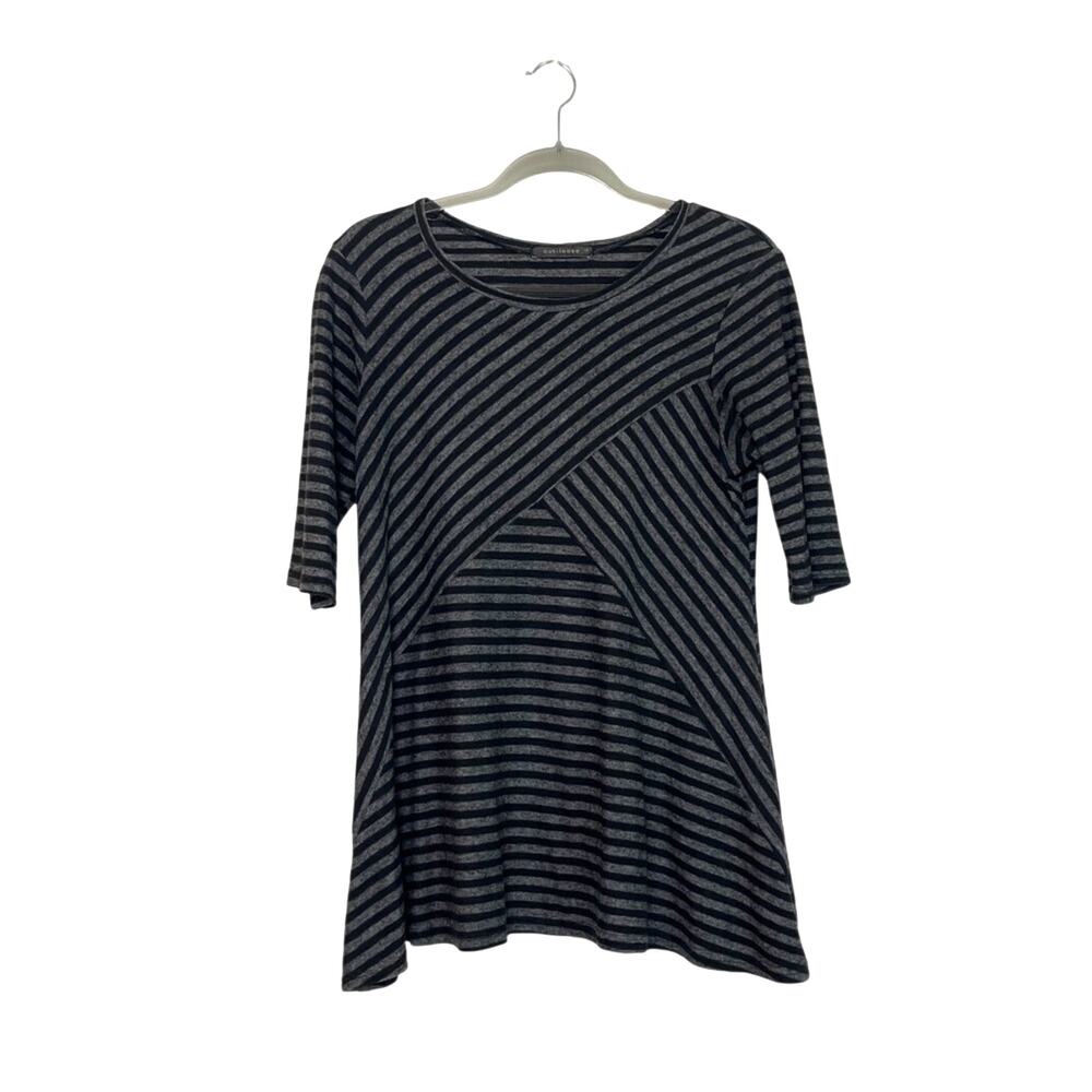 Cut Loose Womens Linen Blend Asymmetrical Elbow Sleeve Tunic Top Sz Small USA